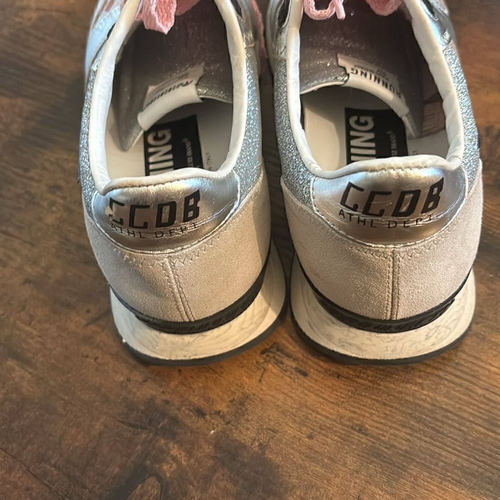 Rare Golden Goose Running Sneakers Silver Glitter in Dove-gray Suede Size 38 - Picture 6 of 14